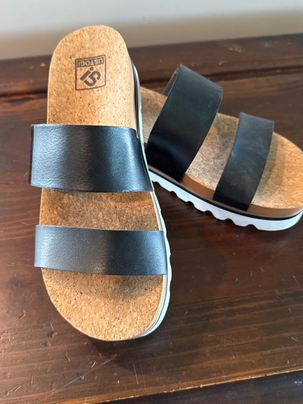 Amazon Black Cork Platform Slide Sandals